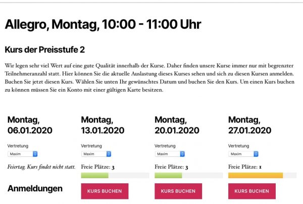 Online-Buchungssystem Übersicht Daten