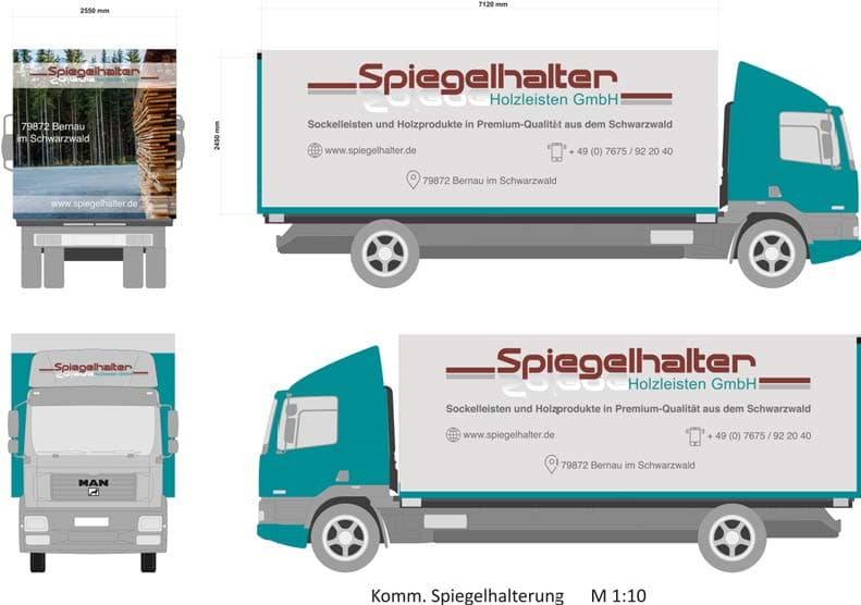 Spiegelhalter Holzleisten LKW-Plane